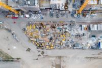 Construction site and equipment - aerial view