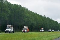 Ultility workers en route to hurricane cleanup