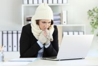 Worker in cold office wants space heater