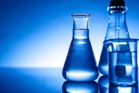 Industrial chemicals in flasks