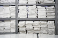 folded linens in laundry facility